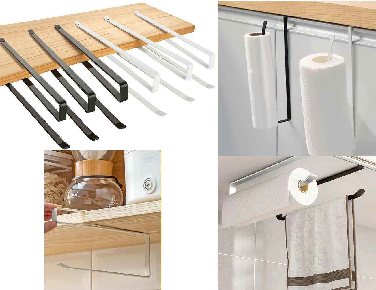 Steel under cabinet paper towel holder for kitchen organization
