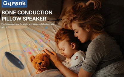 Bone conduction sleep speaker placed under pillow for discreet audio at night