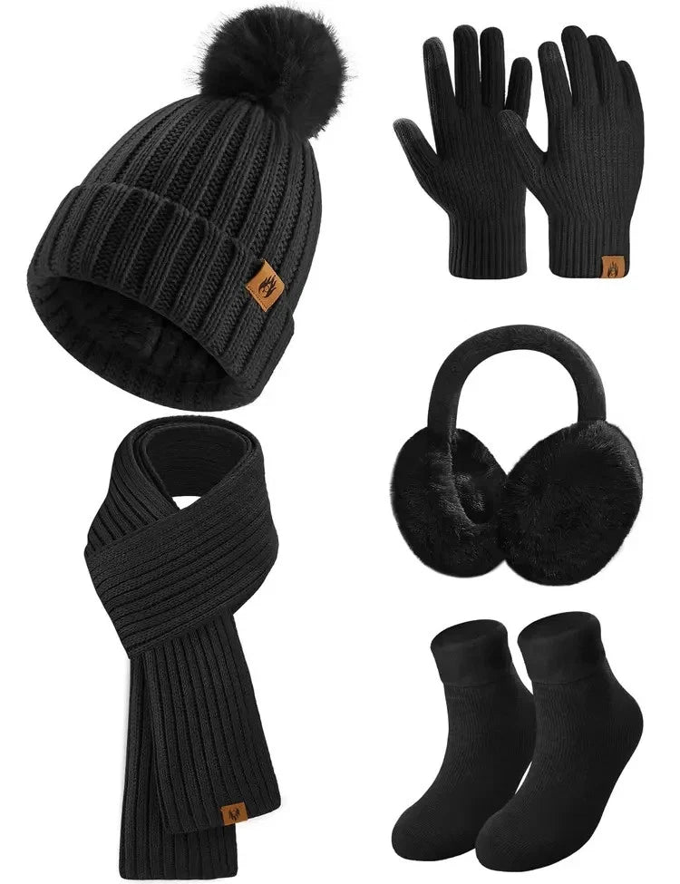Unisex winter gift set with knit hat and scarf