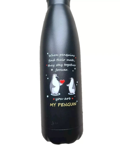 Vacuum flask sports gym bottle close-up showing metal design