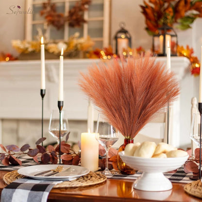 Vase flower decor using pampas grass set for aesthetic look