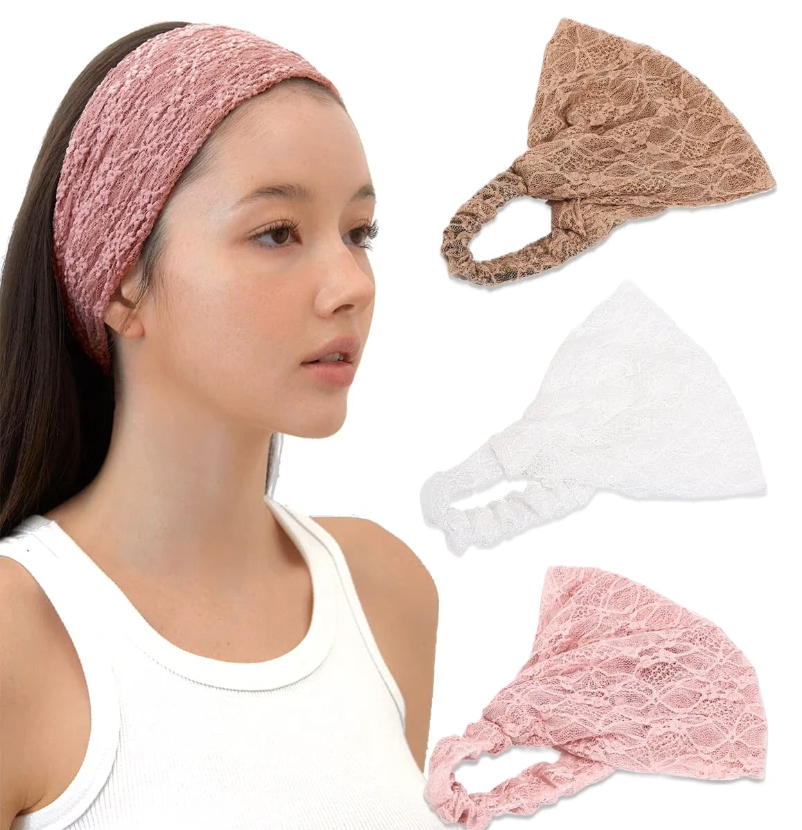 Vintage lace stretch headband for ladies and girls fashion