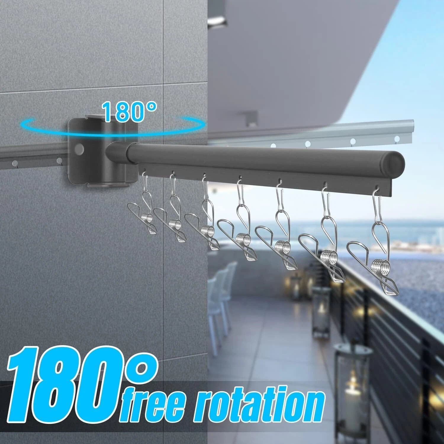Wall mounted drying rack folded flat to save space in home