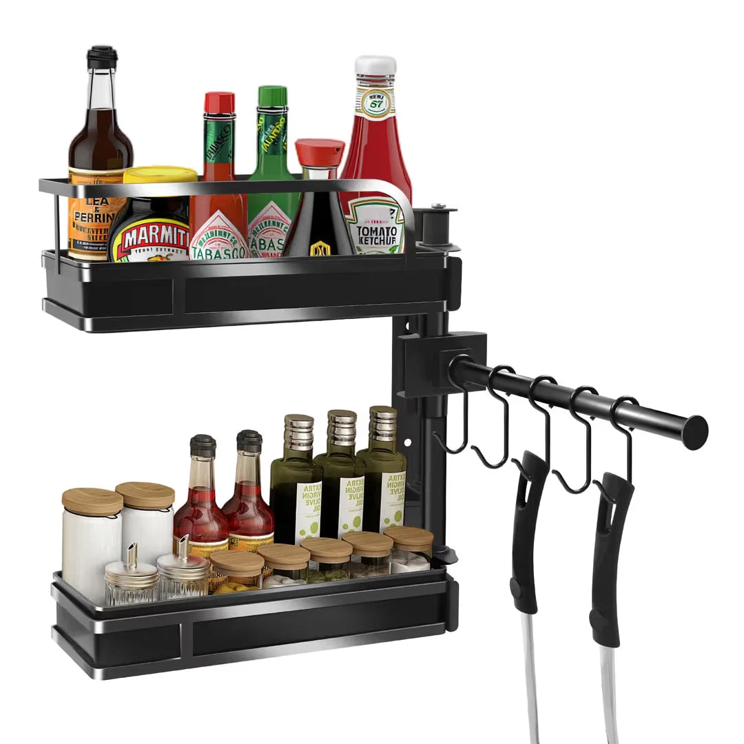 Corner shelf storage caddy for kitchen space saving organisation