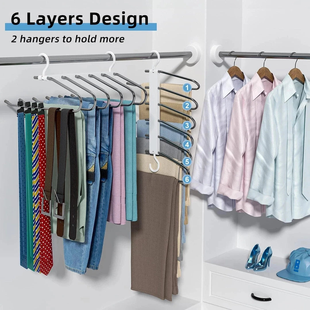 Wardrobe pants organizer hanger with anti slip design for secure hold