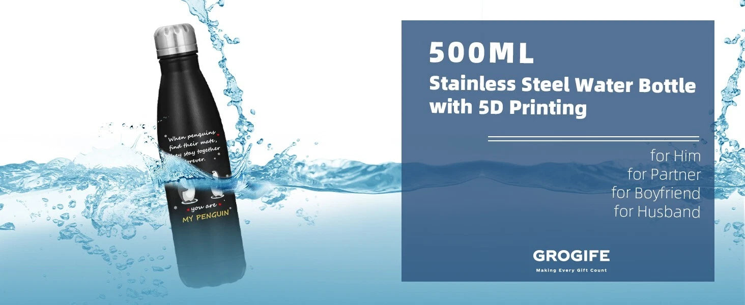 Water bottle packaging display included for UK buyers