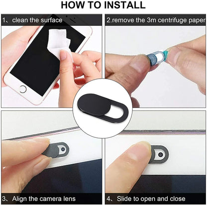 Close up detail of sliding webcam cover mechanism in action