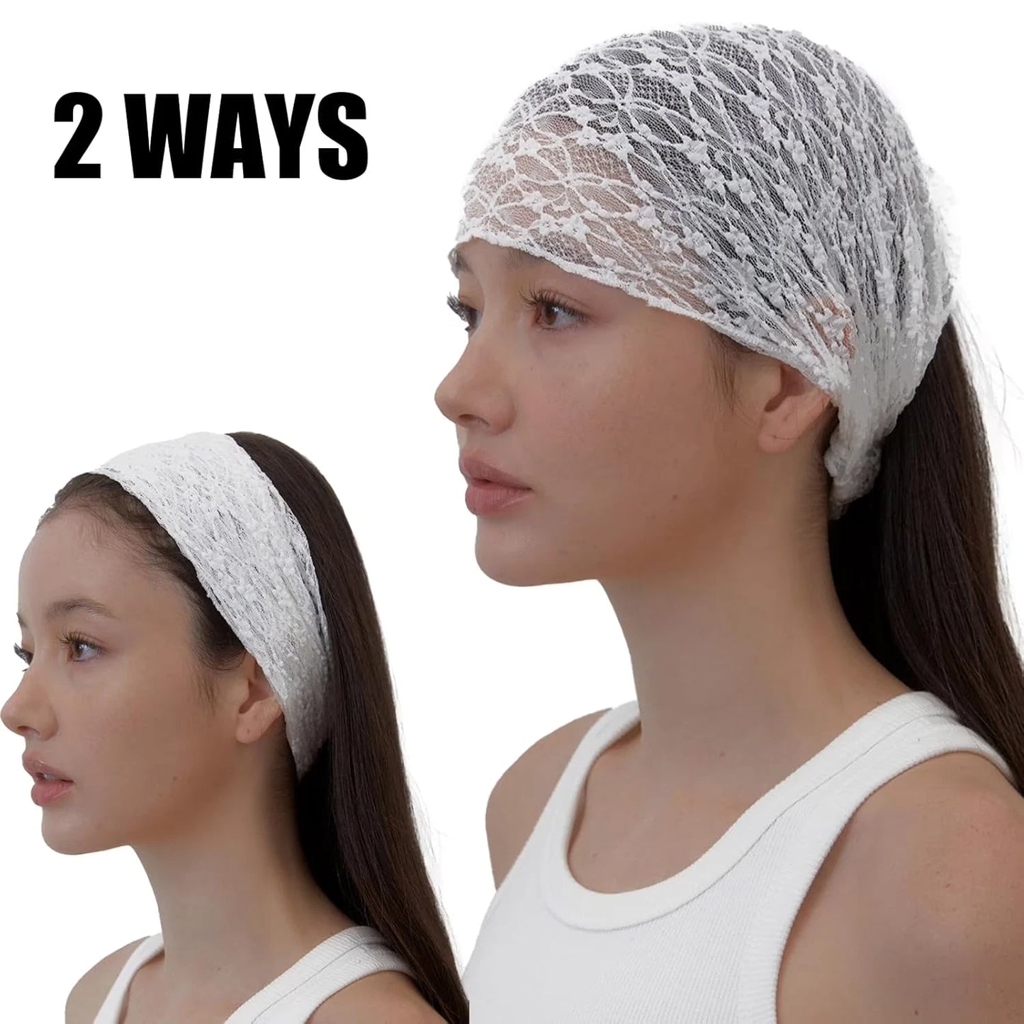 Wide head scarf worn with casual and trendy outfit