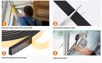 Clean and neat installation of foam strip on window edge