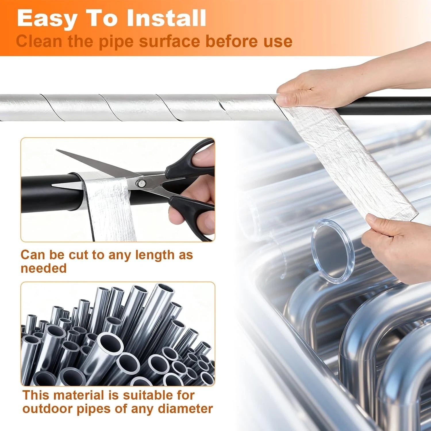 Winter pipe protection heat insulation wrap used on plumbing pipes