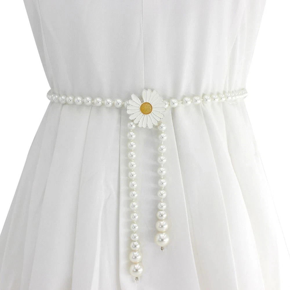 Women pearl waist chain body belt elegant fashion accessory