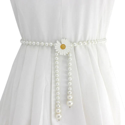 Women pearl waist chain body belt elegant fashion accessory
