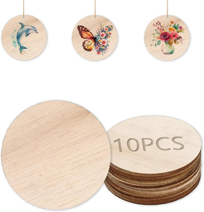 Natural wooden craft slices used for handmade signs