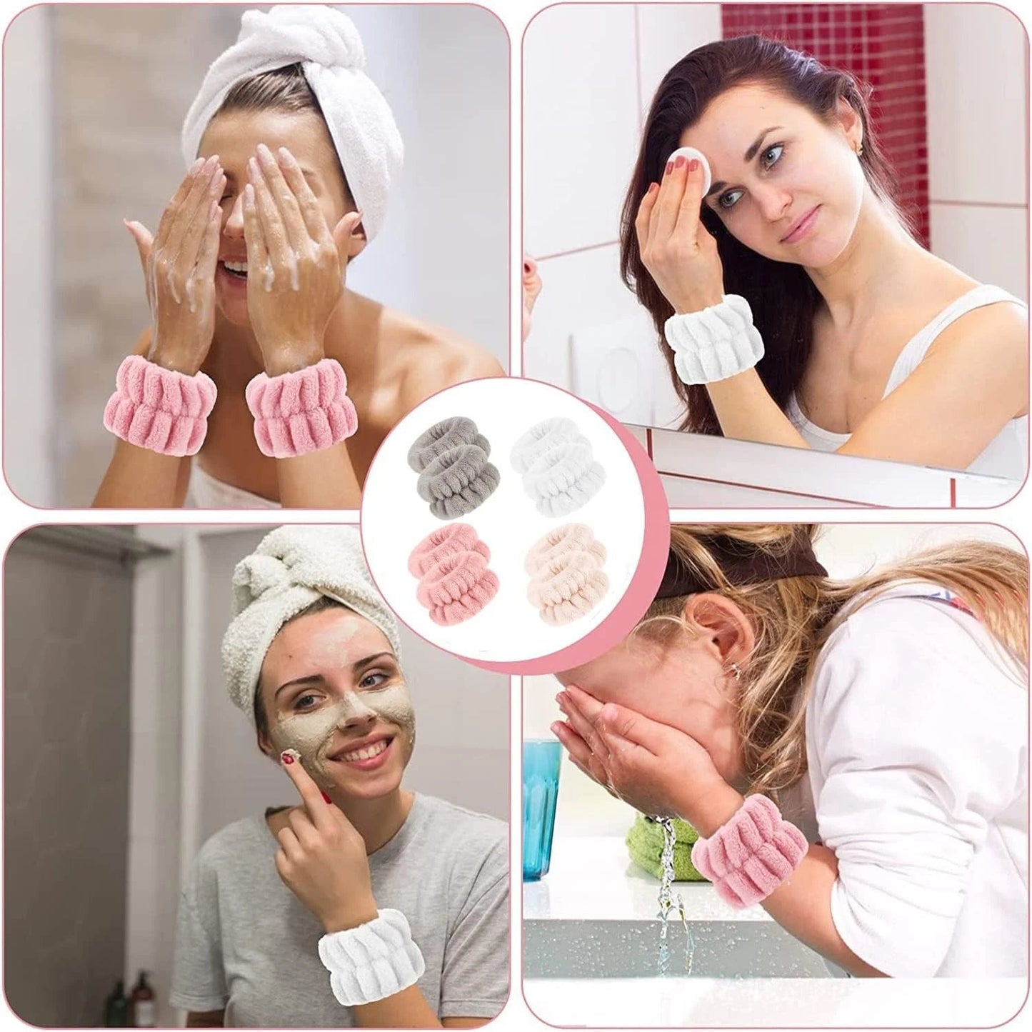 Wrist washband used during face cleaning to stop water dripping