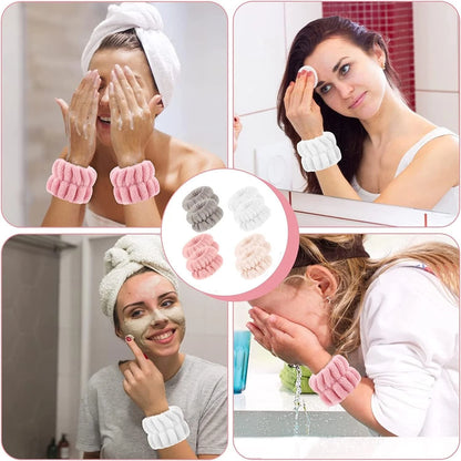 Wrist washband used during face cleaning to stop water dripping